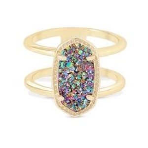 Kendra Scott Elyse Ring Gold Multicolor Druzy stone size 7